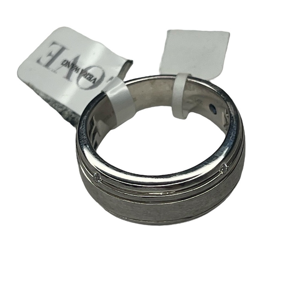 Vera Wang Men's 1/20 CT. T.W. Diamond Four Stone Wedding Band in 14K White Gold - Picture 4 of 14
